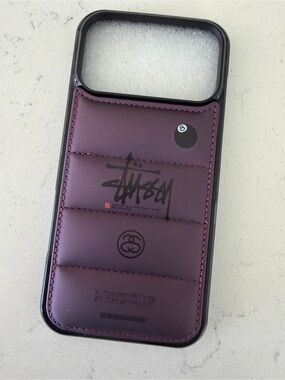 Stussy Purple Quilted Phone Case with Signature Logo iPhone 17 ProMax